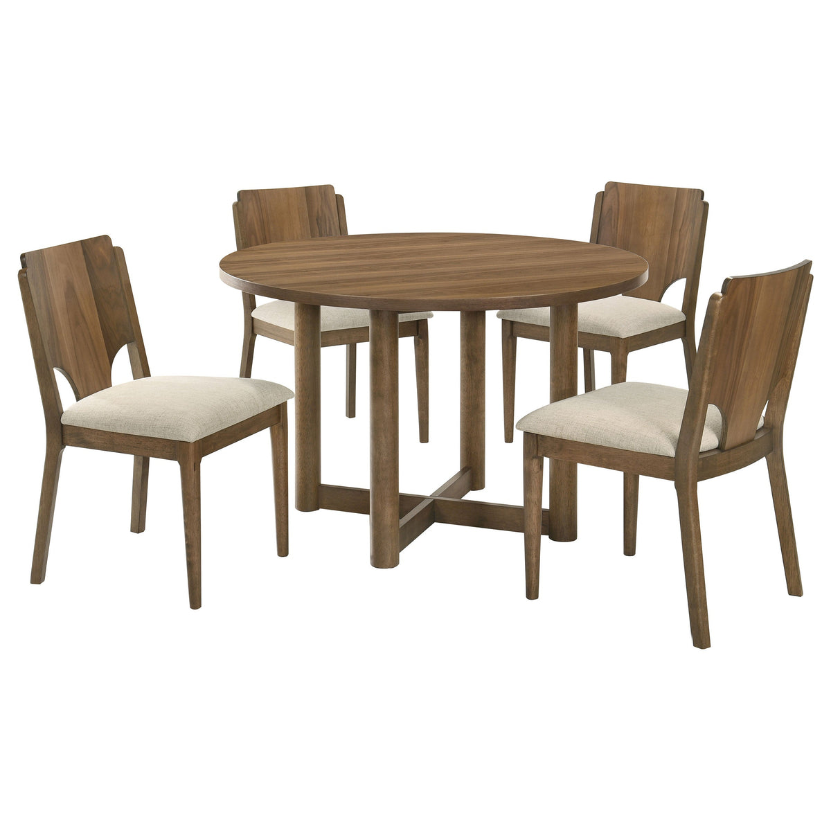 Crestmore  46-inch Round Wood Dining Table Set Walnut