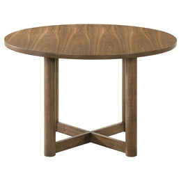 Crestmore  46-inch Round Wood Dining Table Set Walnut