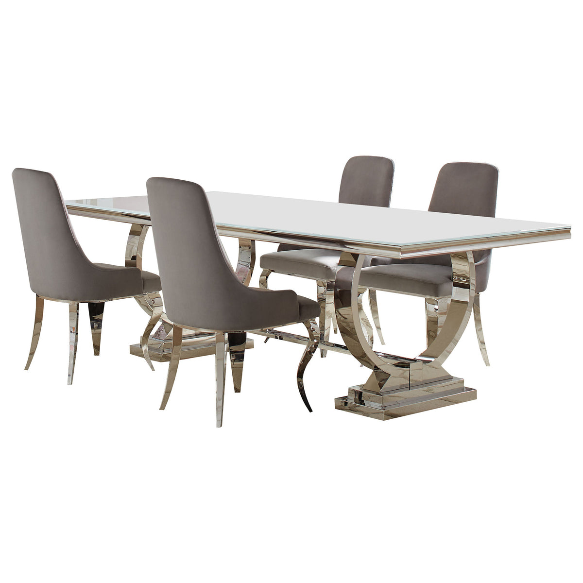 Antoine  Rectangular Glass Top Dining Set