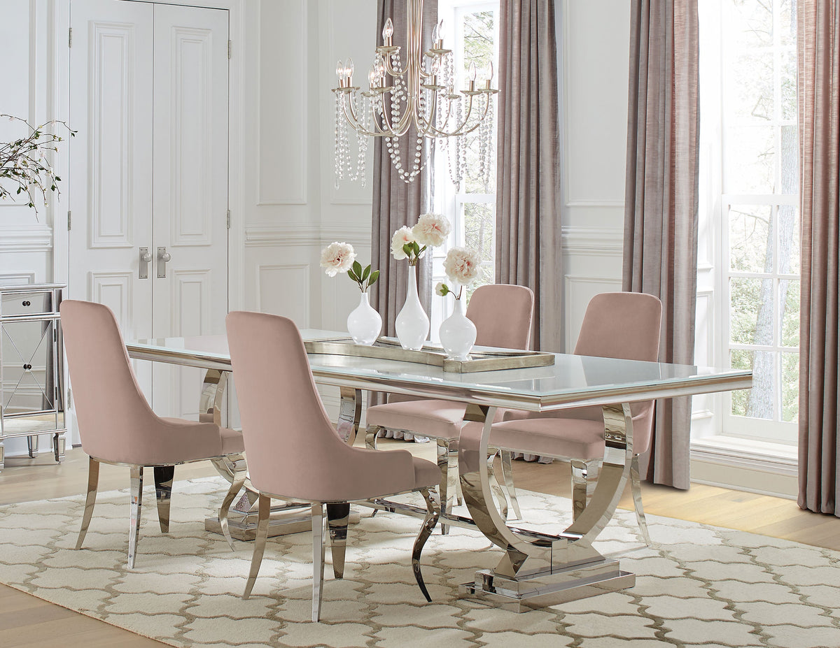 Antoine  Rectangular Glass Top Dining Set