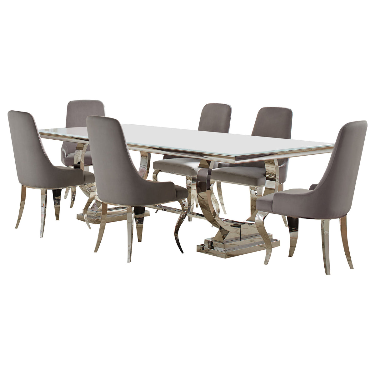 Antoine  Rectangular Glass Top Dining Set