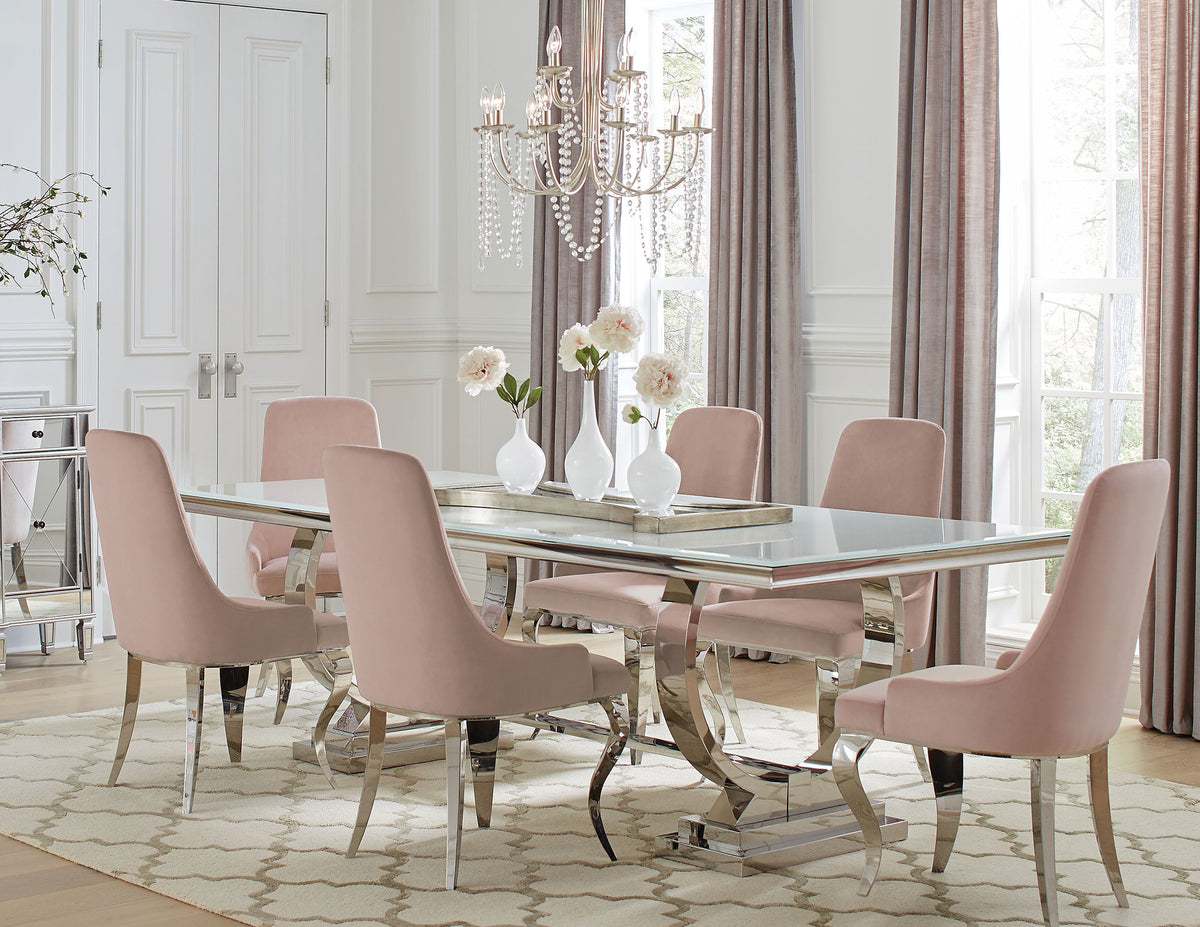Antoine  Rectangular Glass Top Dining Set
