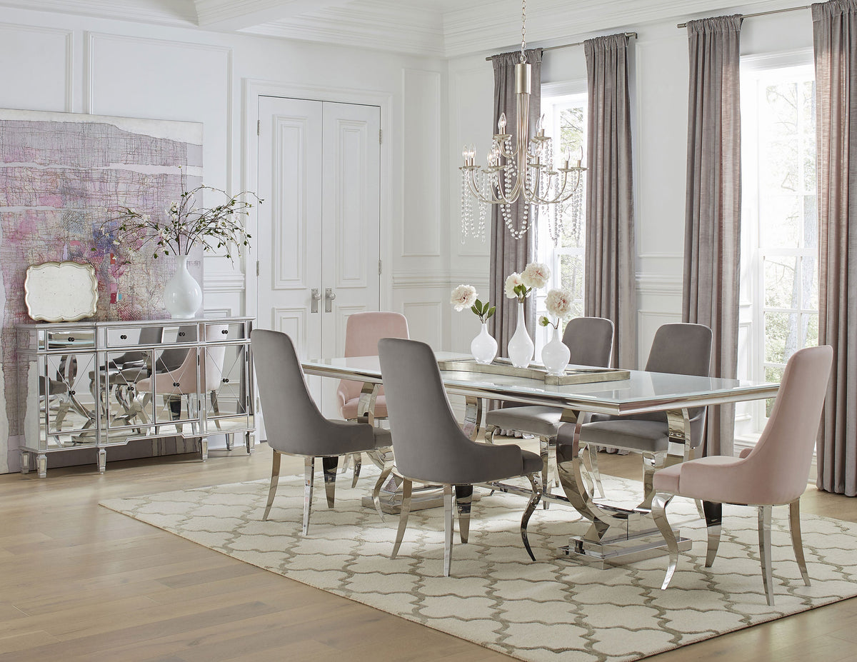 Antoine  Rectangular Glass Top Dining Set