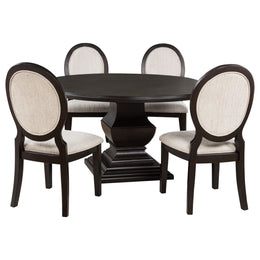 Twyla Round Wood Dining Room Table Set Dark Cocoa
