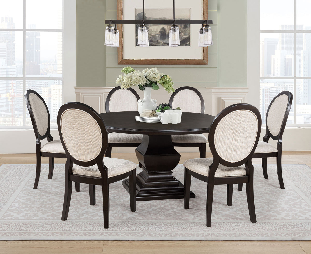 Twyla Round Wood Dining Room Table Set Dark Cocoa