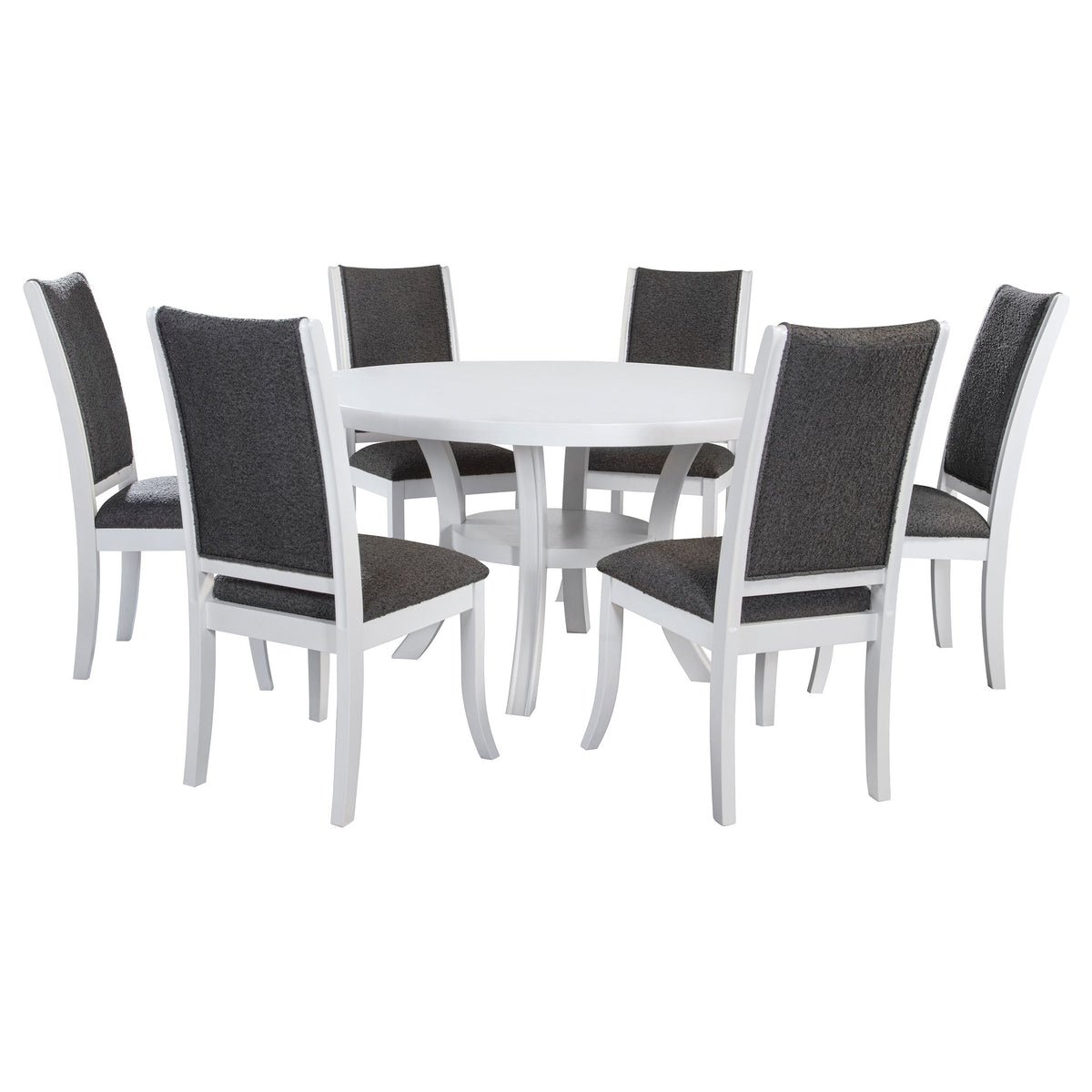 Judd  54-inch Round Wood Dining Table Set Pearl White