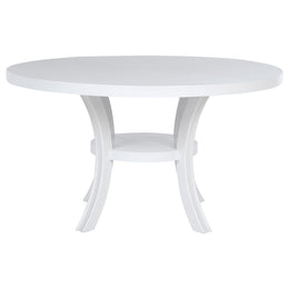 Judd  54-inch Round Wood Dining Table Set Pearl White