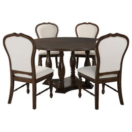 Landon 60-inch Round Dining Table Set Rich Brown