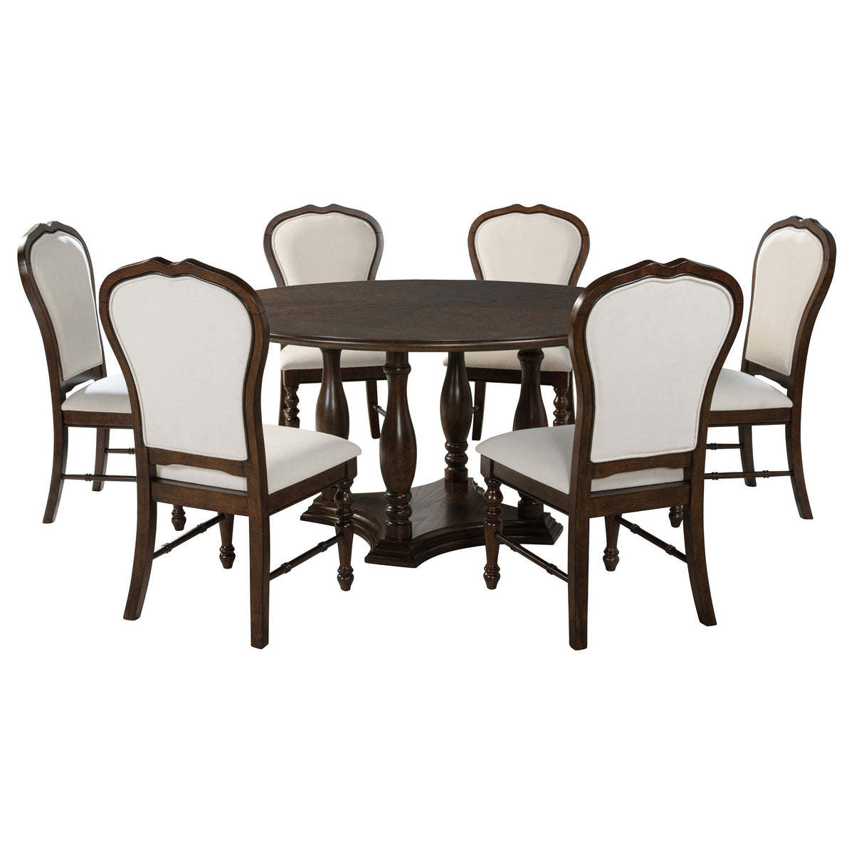 Landon 60-inch Round Dining Table Set Rich Brown