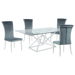Beaufort  Rectangular Dining Set Chrome and Grey