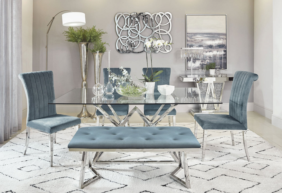 Beaufort  Rectangular Dining Set Chrome and Grey