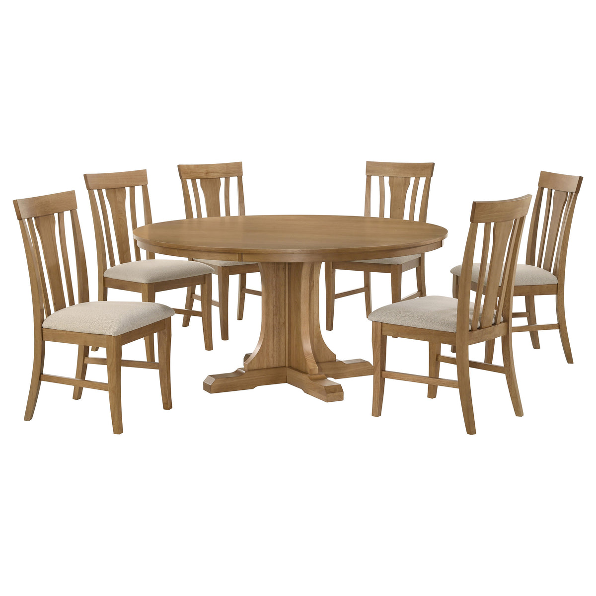 Hartville Round Dining Table Set Natural Light Brown