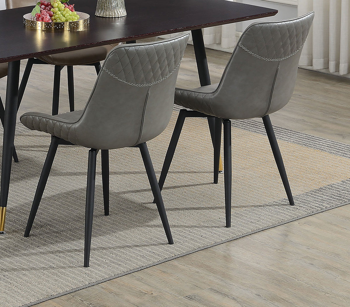 Brassie Upholstered Swivel Dining Side Chair Grey (Set of 2)