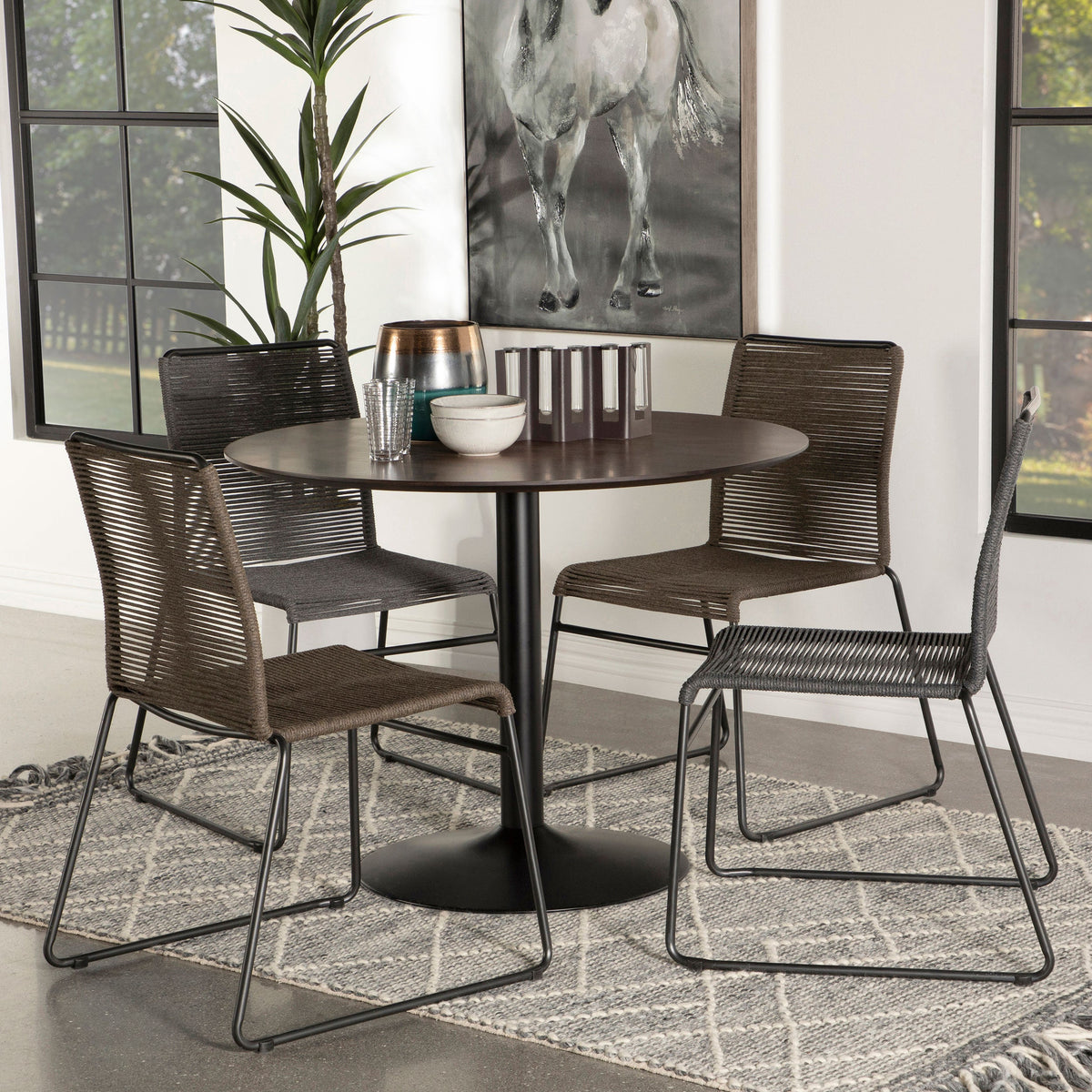 Cora Round 40-inch Wood Top Dining Table Brown Walnut