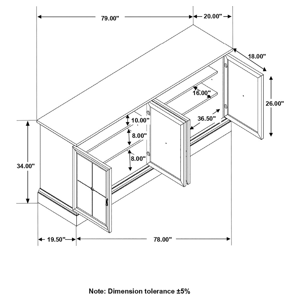 Brockway 4-door Dining Sideboard Buffet Cabinet