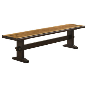 Bexley Wood Dining Bench Natural Honey and Smokey Black