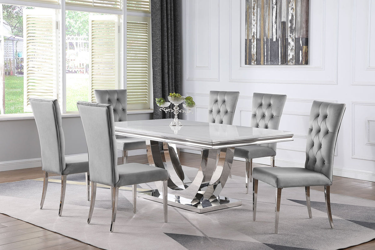 Kerwin  Rectangular Dining Table Set Grey and Chrome