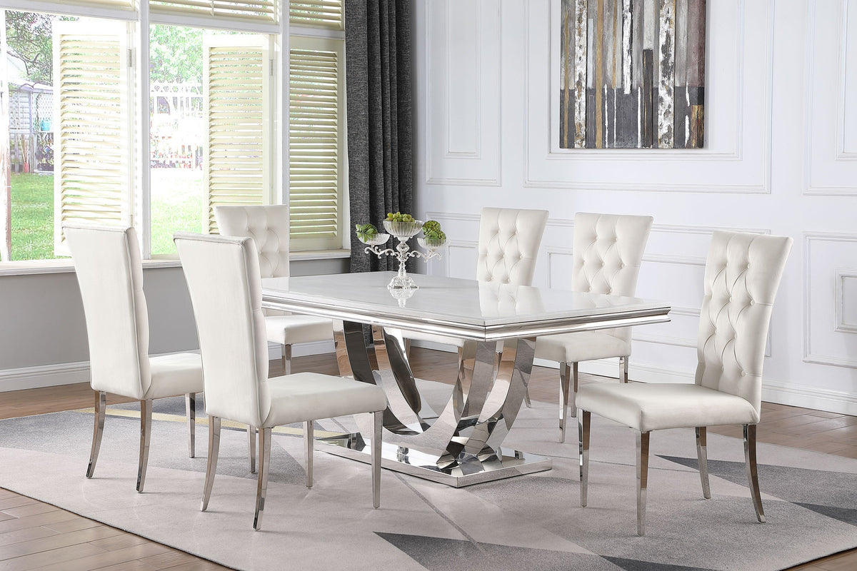 Kerwin  Rectangular Dining Table Set Grey and Chrome