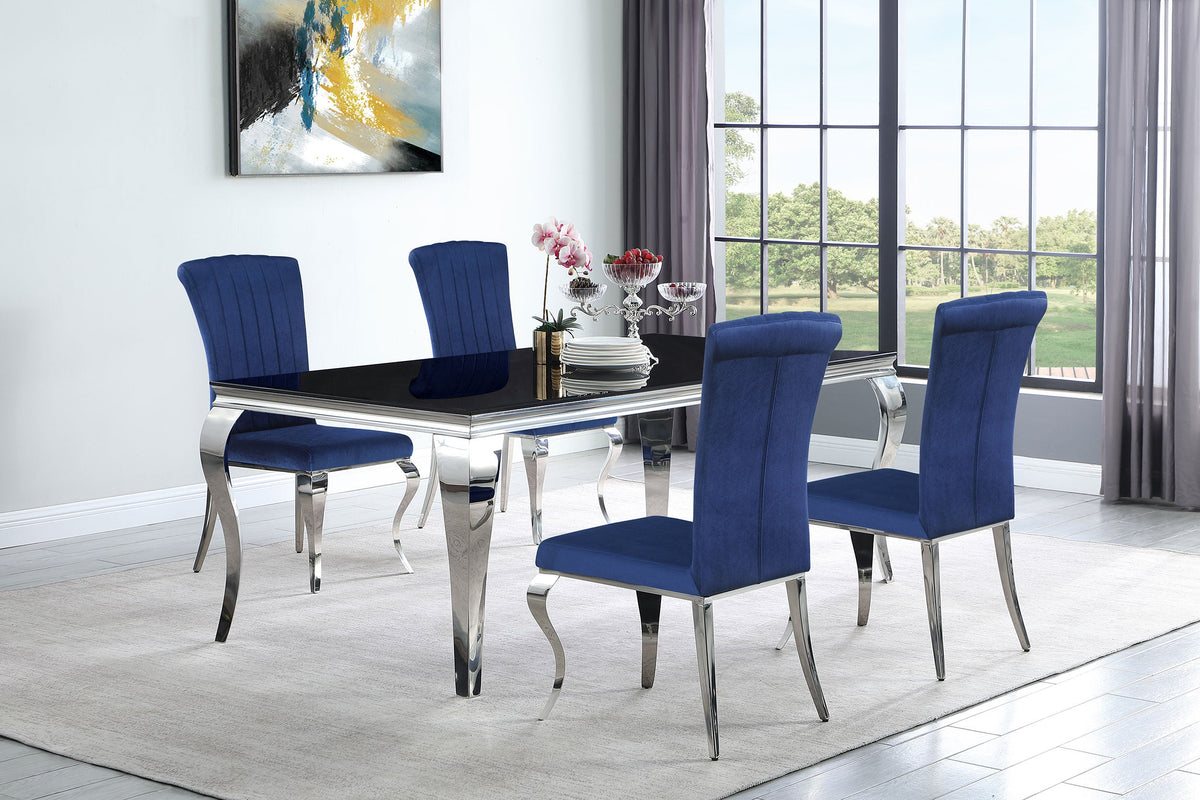 Carone  81-inch Rectangular Black Glass Dining Set Black