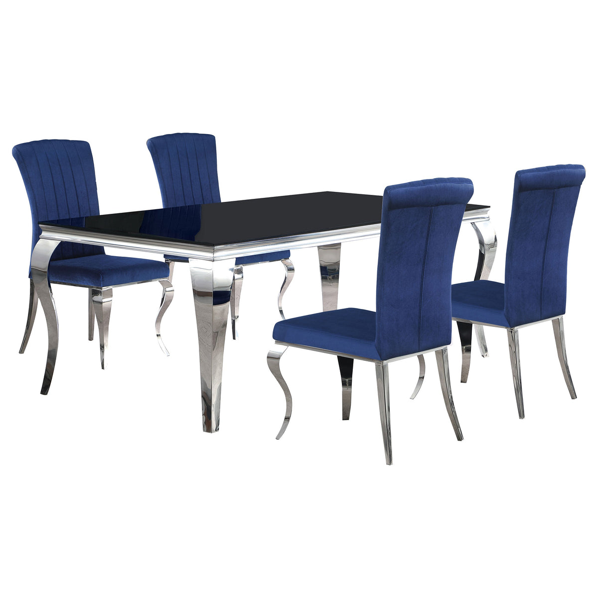 Carone  81-inch Rectangular Black Glass Dining Set Black