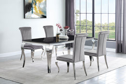 Carone  81-inch Rectangular Black Glass Dining Set Black