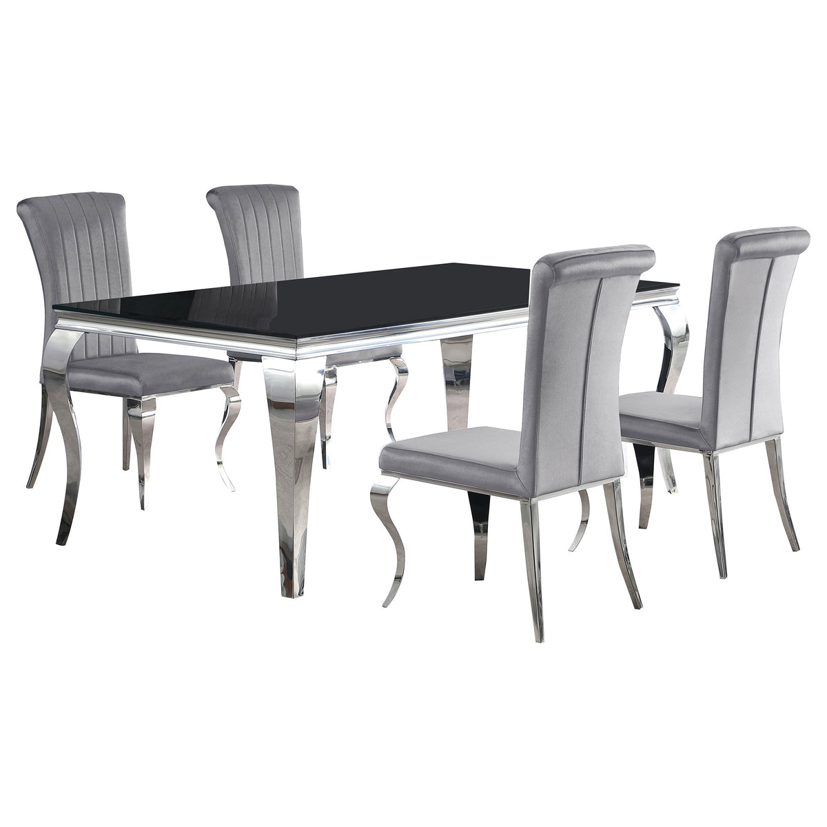 Carone  81-inch Rectangular Black Glass Dining Set Black