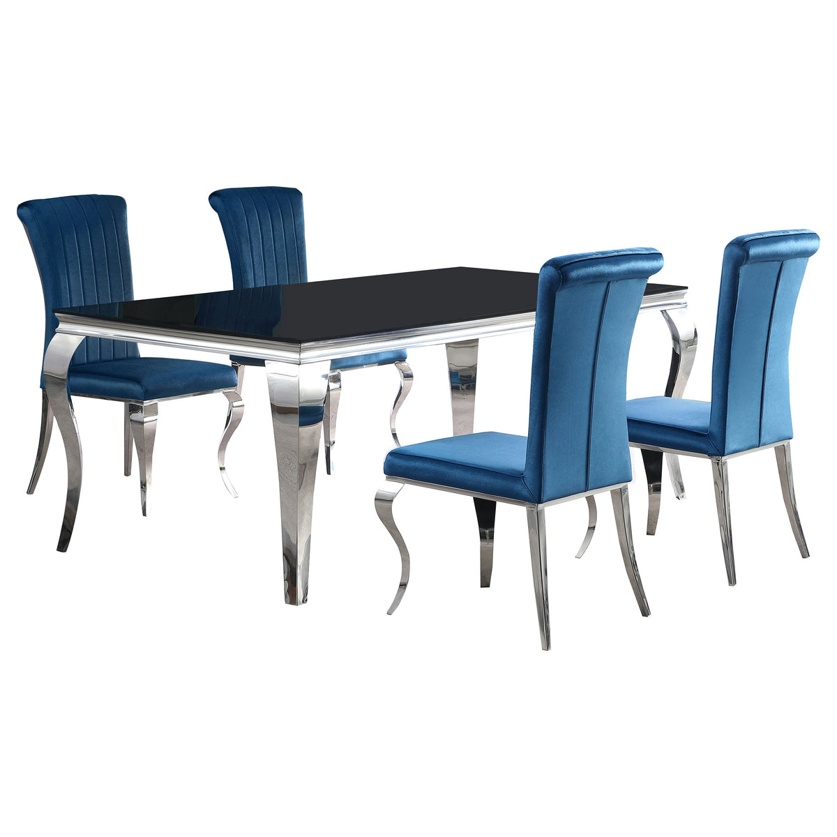 Carone  81-inch Rectangular Black Glass Dining Set Black