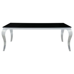 Carone  81-inch Rectangular Black Glass Dining Set Black
