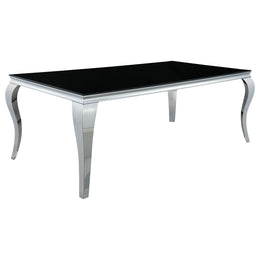 Carone  81-inch Rectangular Black Glass Dining Set Black