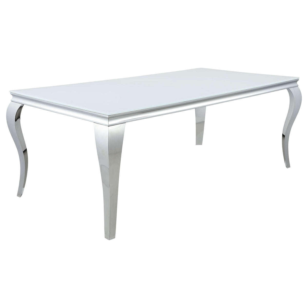 Carone  81-inch Rectangular White Glass Dining Set Black