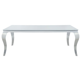 Carone  81-inch Rectangular White Glass Dining Set Black