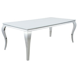 Carone  81-inch Rectangular White Glass Dining Set Black