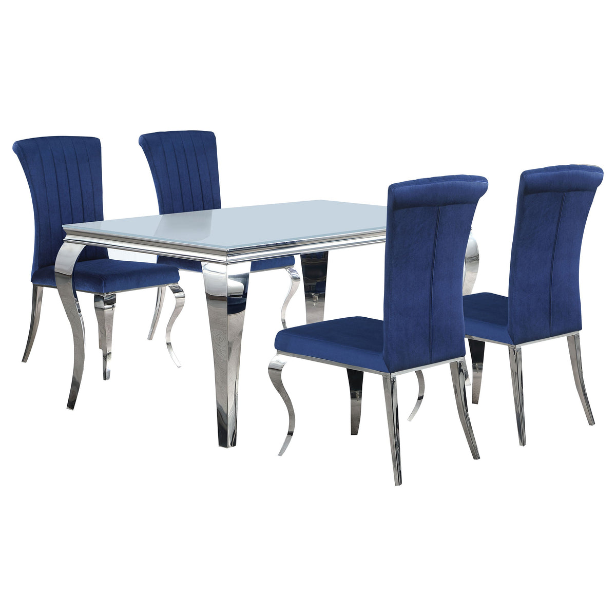 Carone  61-inch Rectangular White Glass Dining Set Black