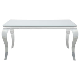 Carone  61-inch Rectangular White Glass Dining Set Black