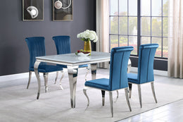 Carone  61-inch Rectangular White Glass Dining Set Black