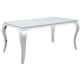 Carone  61-inch Rectangular White Glass Dining Set Black