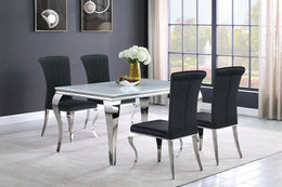 Carone  61-inch Rectangular White Glass Dining Set Black