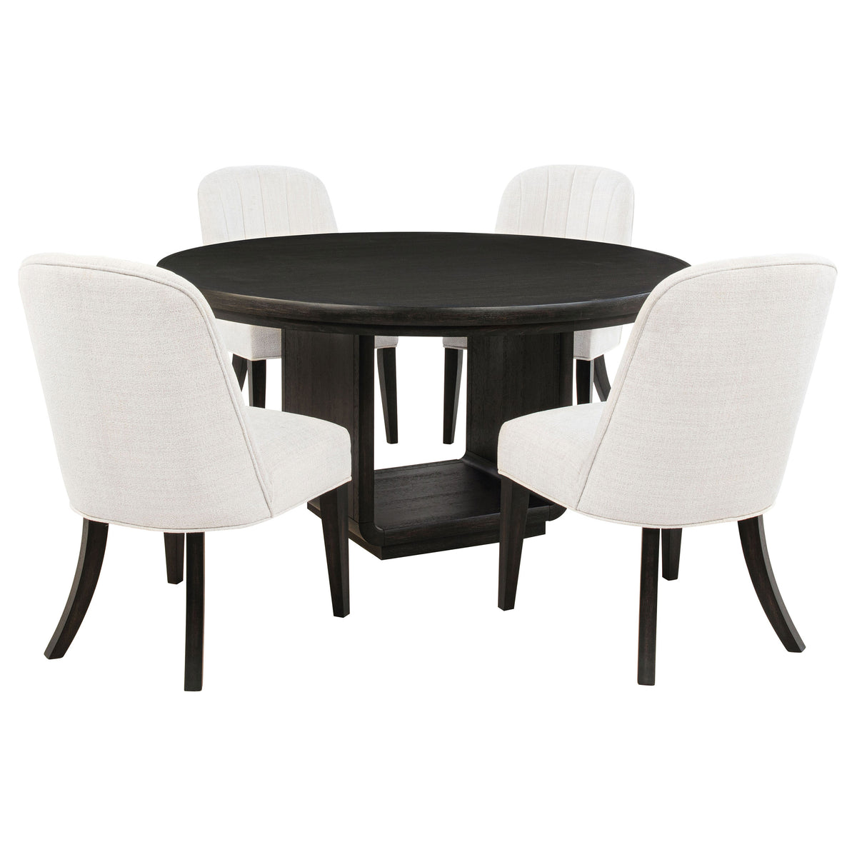 Leandro Round Dining Table Set Burnished Black