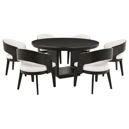 Leandro Round Dining Table Set Burnished Black