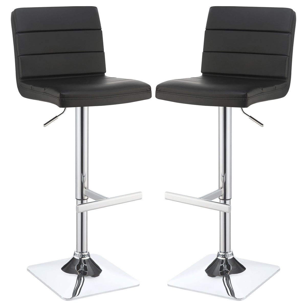 Bianca Upholstered Adjustable Bar Stool Black (Set of 2)
