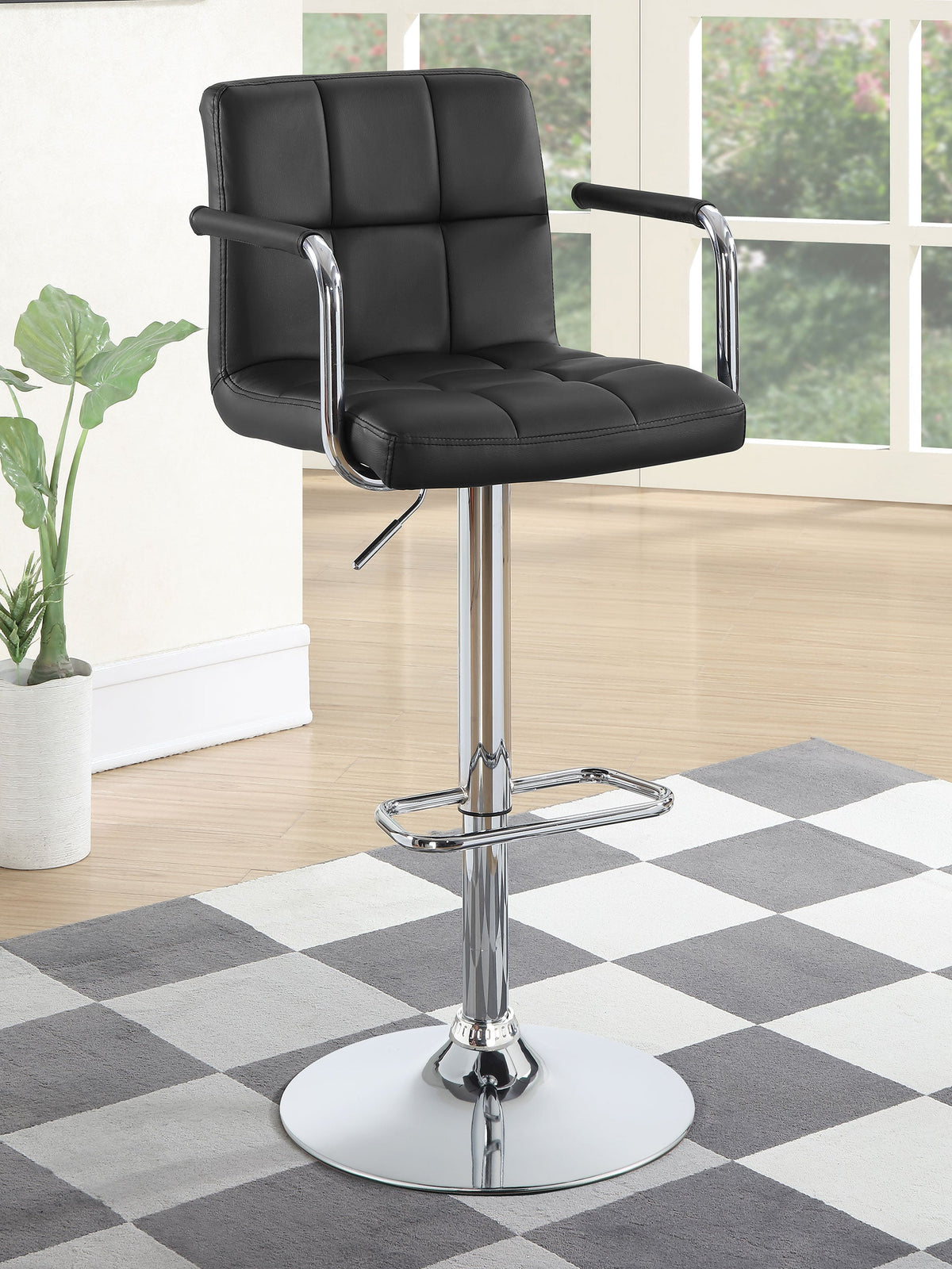 Palomar Adjustable Height Bar Stool Black / White and Chrome
