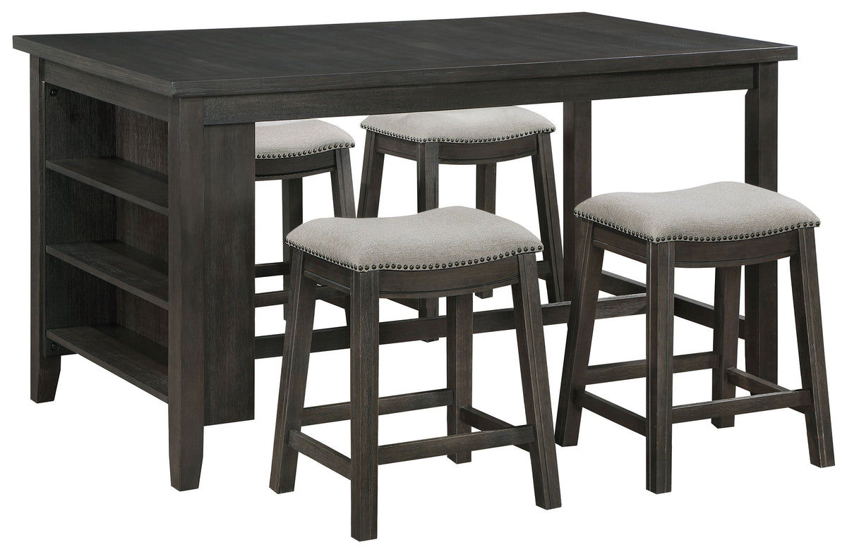 Elliston  Counter Height Dining Table Set Dark Grey