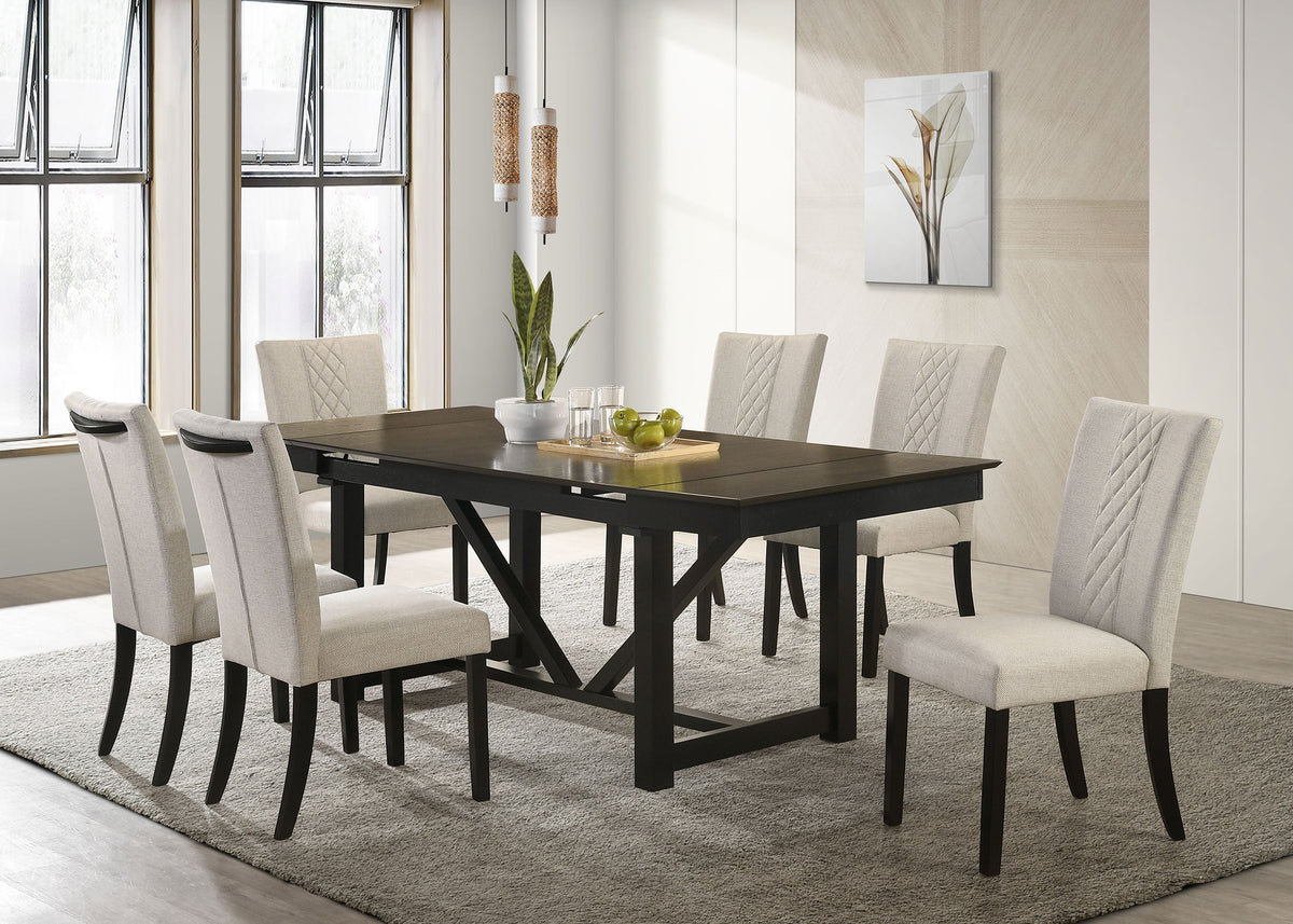 Malia  Refractory Extension Leaf Dining Table Set Oak