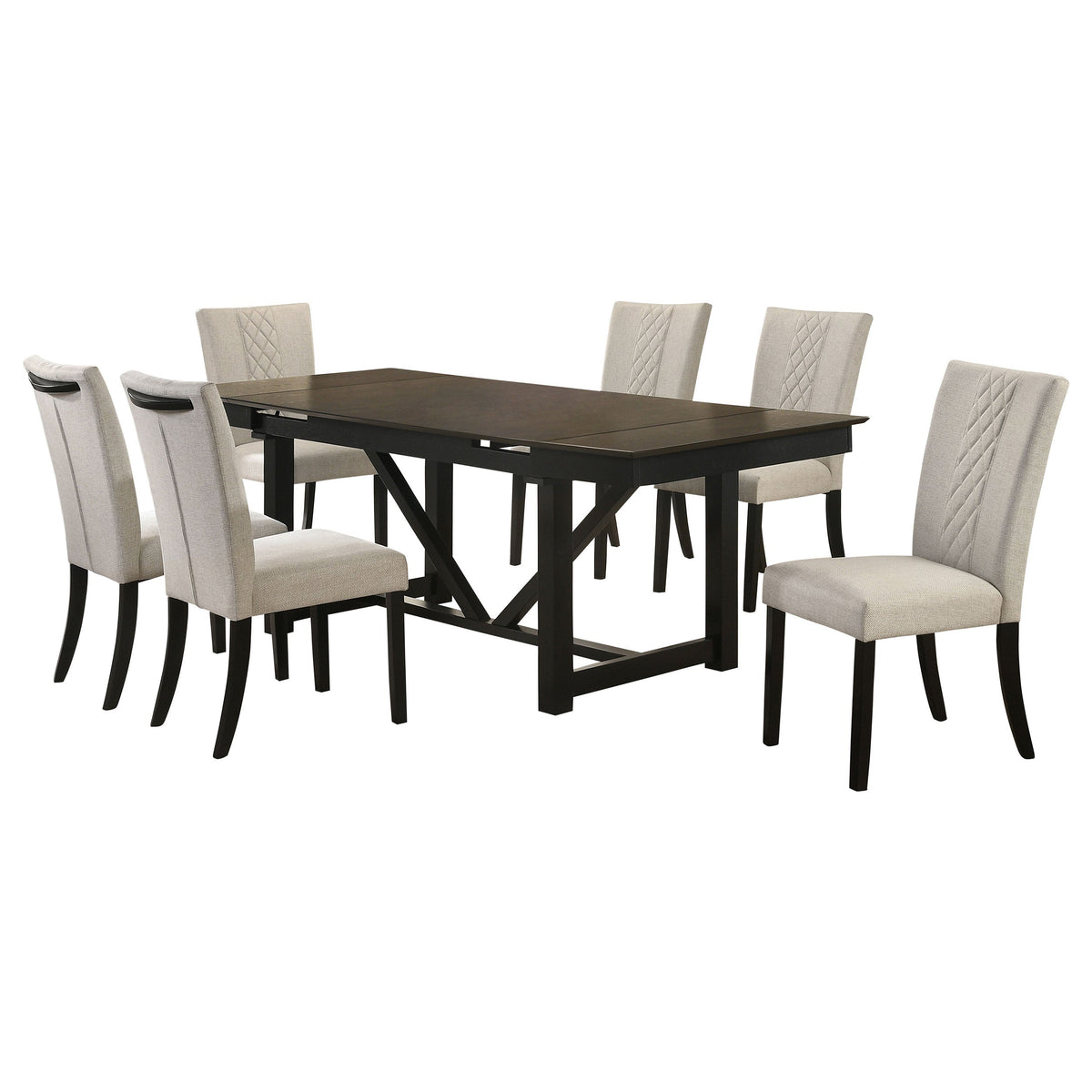 Malia  Refractory Extension Leaf Dining Table Set Oak