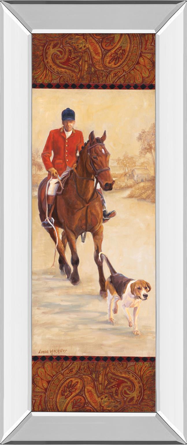 Mirrored Frame On The Hunt I By Linda Wacaster 18X42 Mirror Frame Print