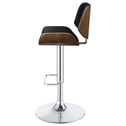 Folsom Upholstered Adjustable Bar Stool Black / Ecru and Chrome