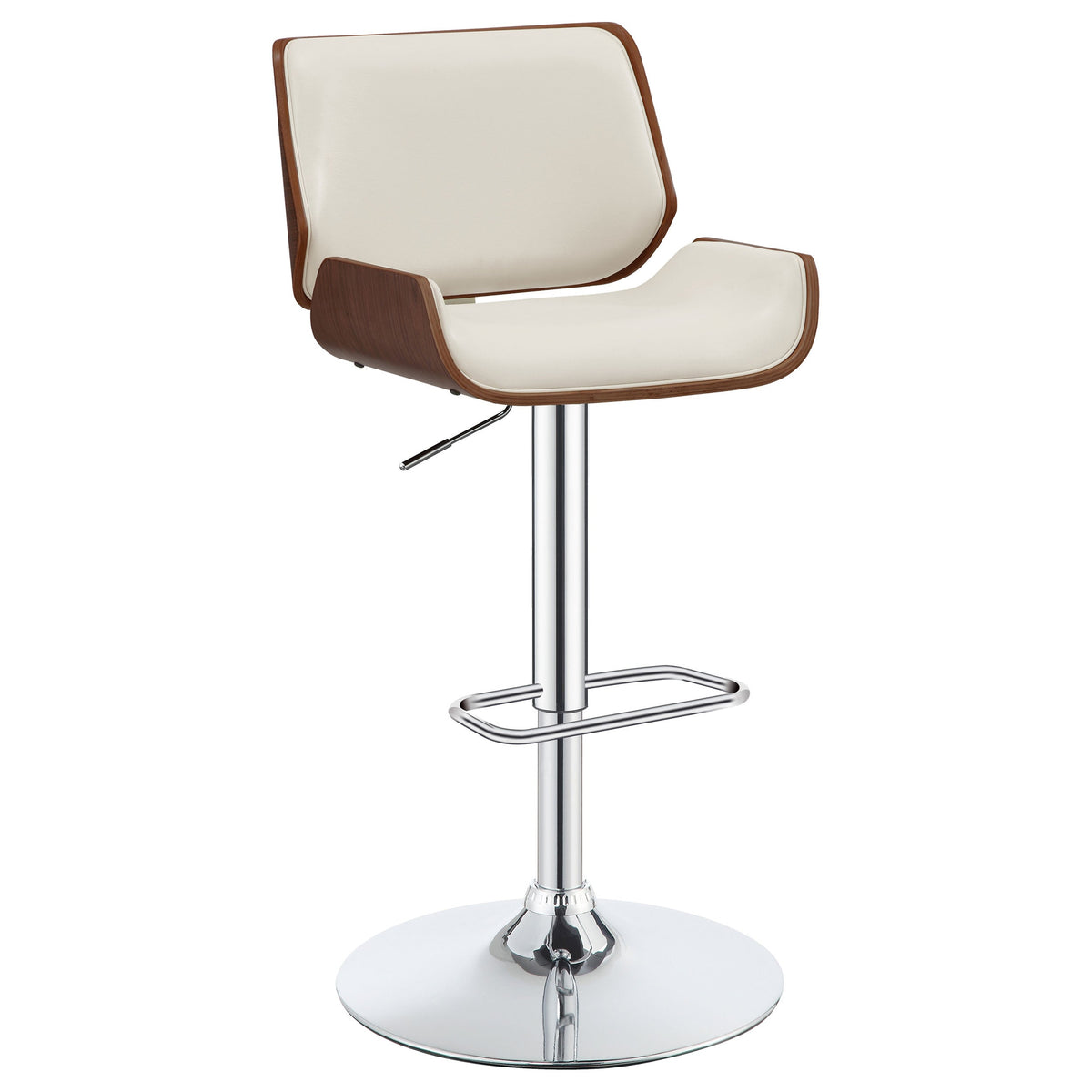 Folsom Upholstered Adjustable Bar Stool Black / Ecru and Chrome