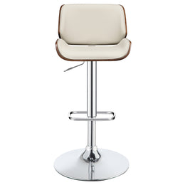 Folsom Upholstered Adjustable Bar Stool Black / Ecru and Chrome