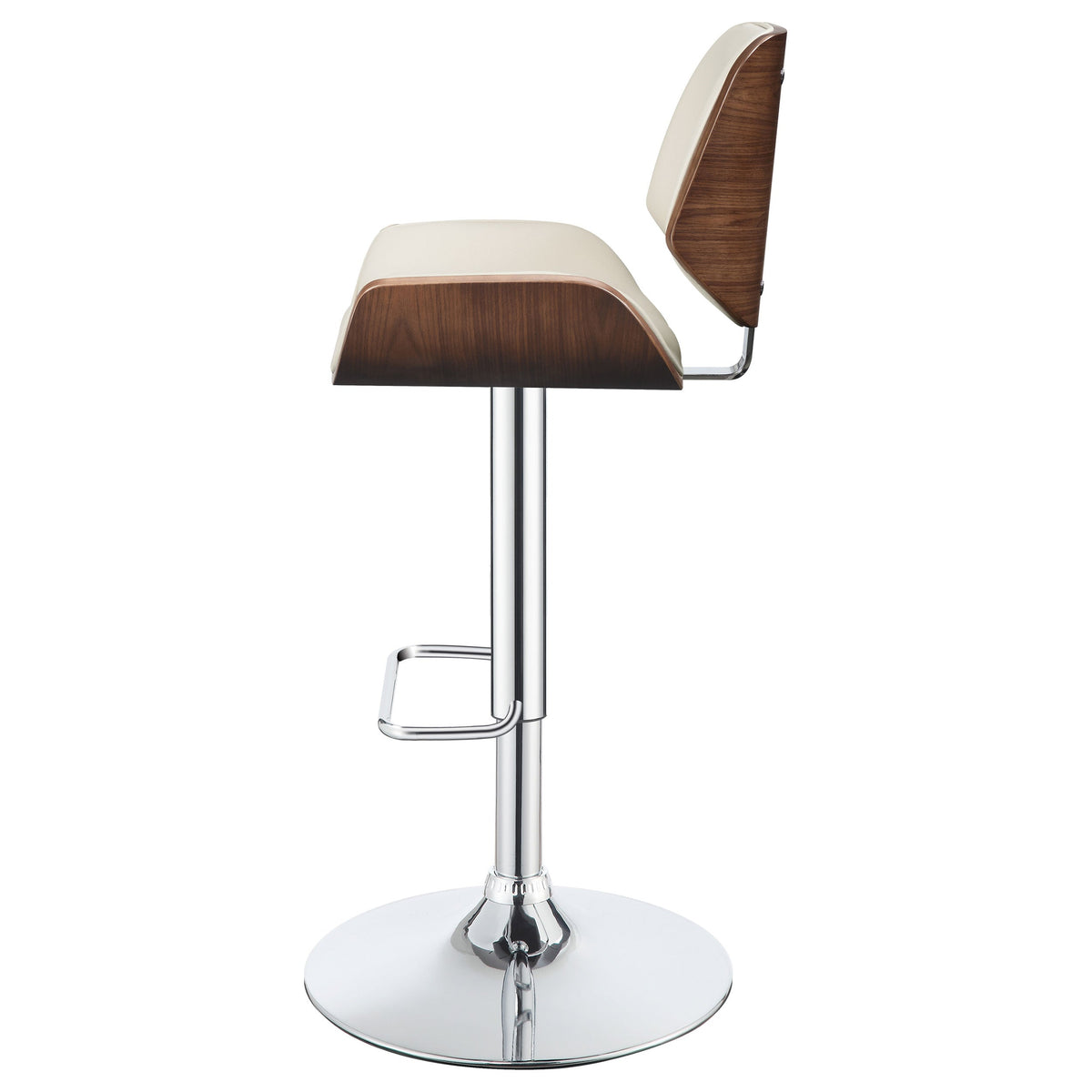 Folsom Upholstered Adjustable Bar Stool Black / Ecru and Chrome
