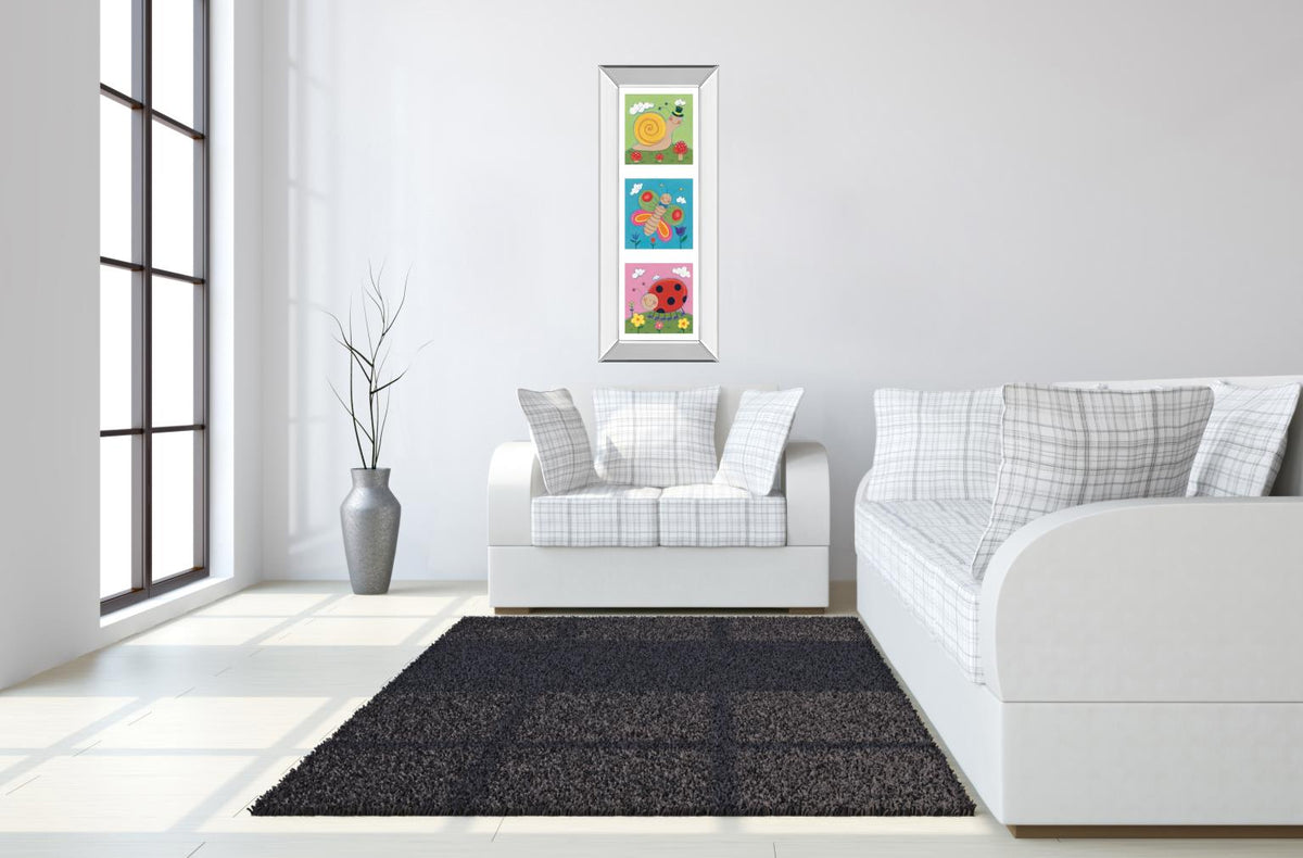 Mirrored Frame Garden Party I By Sophie Harding 18X42 Mirror Frame Print